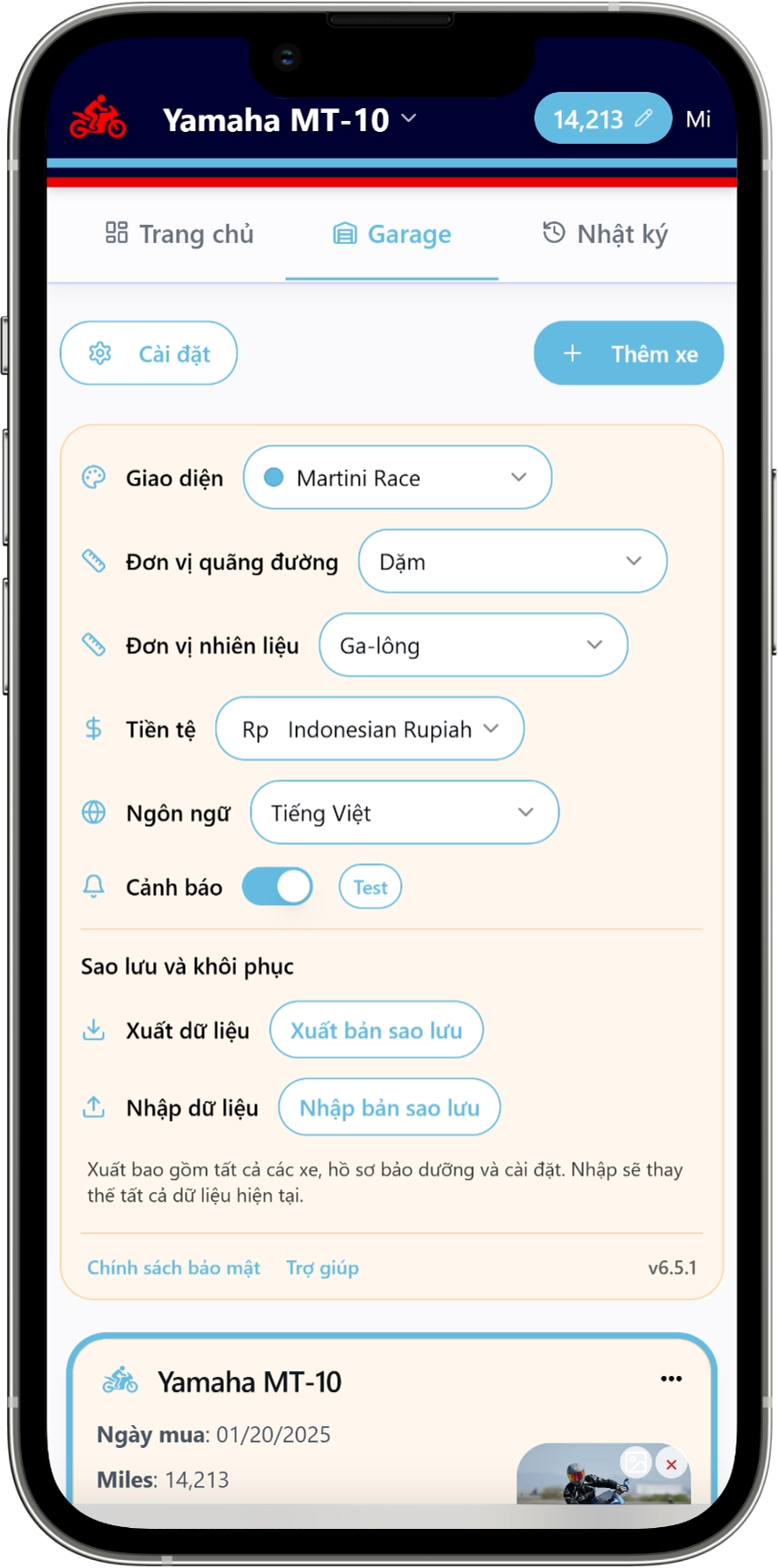 Màn hình theo dõi nhiên liệu của Moto Shed