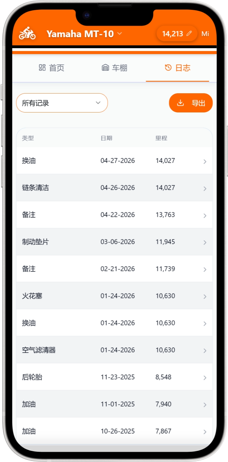 Moto Shed 车辆详情界面